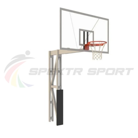 Купить Стойка баскетбольная уличная с защитой, щитом из оргстекла, аморт. кольцом и сеткой, вынос 225 см в Барнауле 