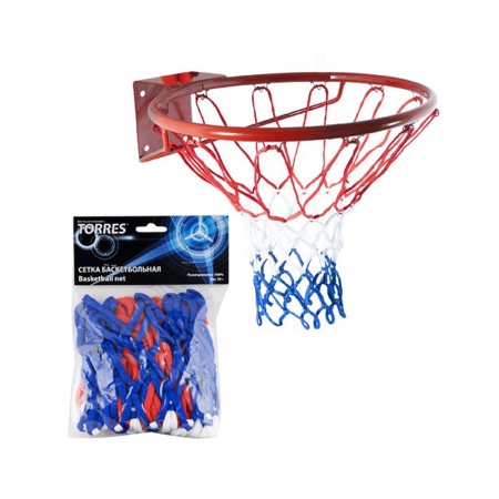 Купить Сетка баскетбольная Torres, нить 4 мм, бело-сине-красная в Барнауле 