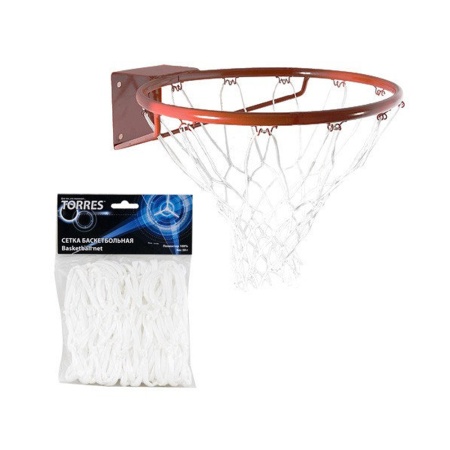 Купить Сетка баскетбольная Torres, нить 4 мм, белая в Барнауле 