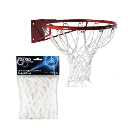 Купить Сетка баскетбольная Torres, нить 6 мм, белая в Барнауле 